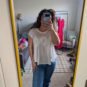 Meadow Rue White Lace Accent Blouse